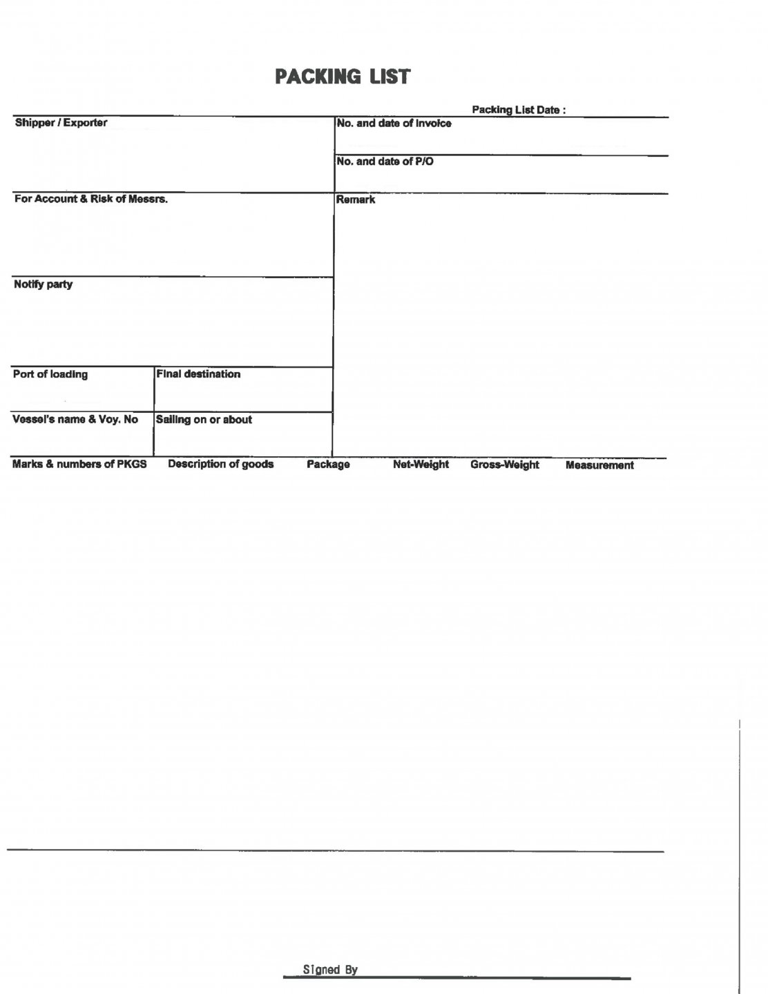 Contoh Packing List Ekspor – Ilmu